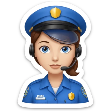 dispatcher female blue eyes brown hair sticker