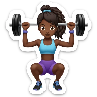 black dark girl tied hair lifting weights gym sticker