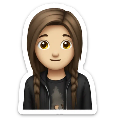 Cute emo teen with long brown hair sticker