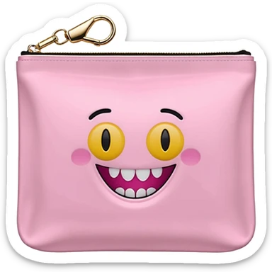 pink stoney clover lane rectangle pouch with shiny gold zipper teeth and a circle zipper puller  sticker