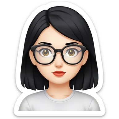 gamer girl with black hair and glasses sticker