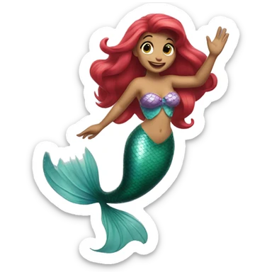 ariel mermaid waving sticker