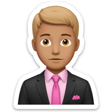 man with pink tie and blazer sticker