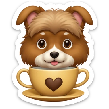 dog with tea cup sticker