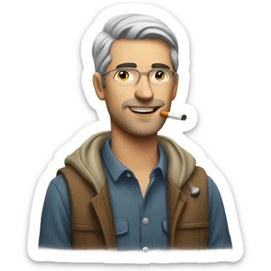 casual indoor portrait of man cigarette sticker