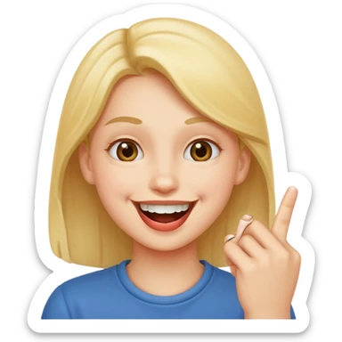 Un bonhomme qui mord son doigt en souriant sticker