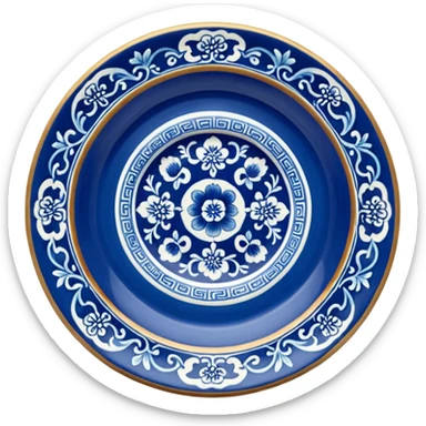 antique chinese plate blue sticker