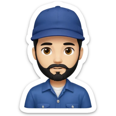 generate a fair pretty bratz boy wearing a dark blue cap and  button up shirt. Handsome

bearded and handsome

hair black long sticker