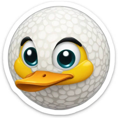 3d sphere with a cartoon duck skin texture with big childish eyes sticker
