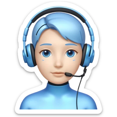 AI Call Agent holo-human-like Cyber AI face, warm, calm and friendly. Holographic look. Blue.
Soft AI face with a listening, welcoming expression, minimal facial lines, calm eyes. Light headset. sticker