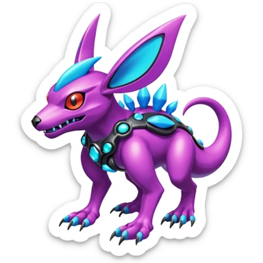  exotic colorful Protogen-Fakémon-Pokémon-Spectrobes-Digimon-Vernid-creature (full body) sticker