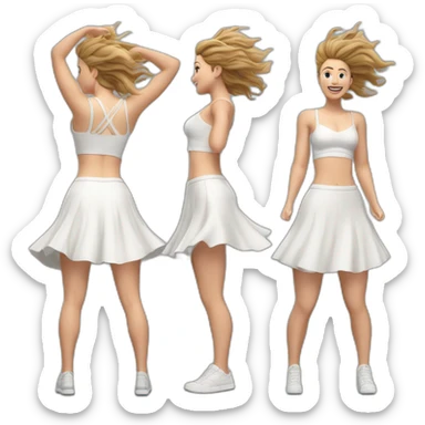hyperrealistic-full-body-caucasian-curvy-beauty-jumping-white-skirt-back-and-front-views-strong-wind sticker
