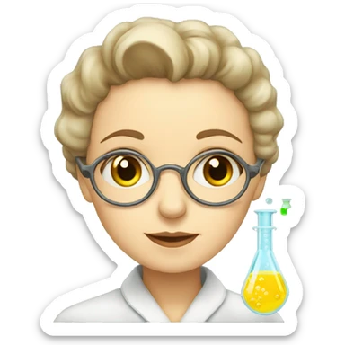 marie curie doing chemistry sticker