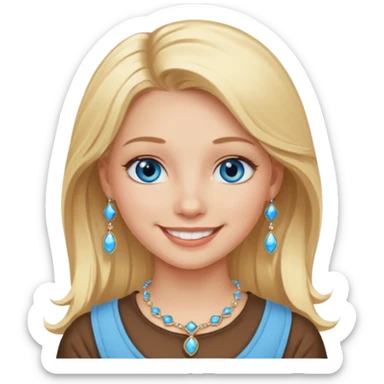 smiling blonde girl with blue eyes and jewelry  sticker
