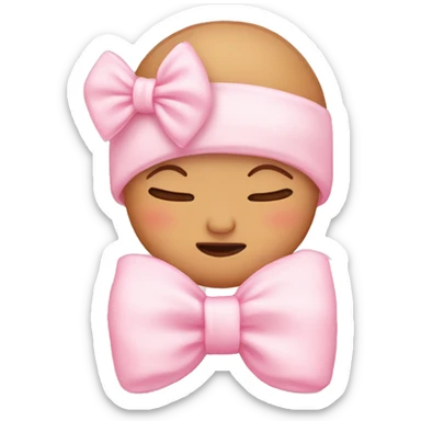 sleeping baby pink bow sticker