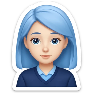 cute school girl jewish  navy jumper with light blue by the v neck on the jumper light blue shirt sticker