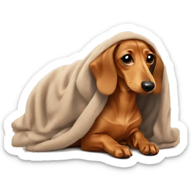 beige dachshund in cozy blanket  sticker