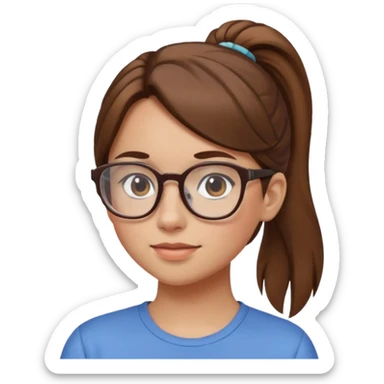 brown haired Ponytail Girl with Glasses sticker