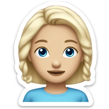 Cute girl with ash blonde hair and blue eyes sticker