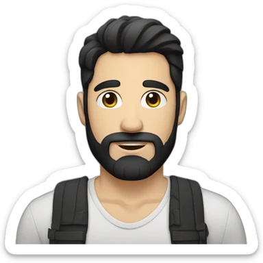 white gay man with black hair and threedaybeard sticker