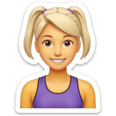 sporty woman cartoon emoji style front view sticker