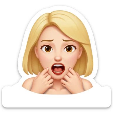 choking herself jokingly  sticker