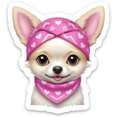 Fluffy white chihuahua with pink bandana  sticker