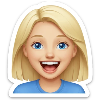 blue eyes blonde girl LAUGHING LOUDLY GIF sticker