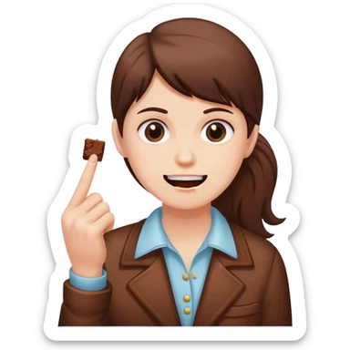 Person eating brownie and sticking up middle finger sticker