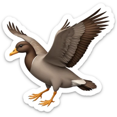 wild goose with black neck and brown wings, in flight sticker