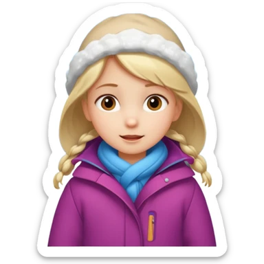 A seven-year-old girl on a trip outside when it's snowing sticker
