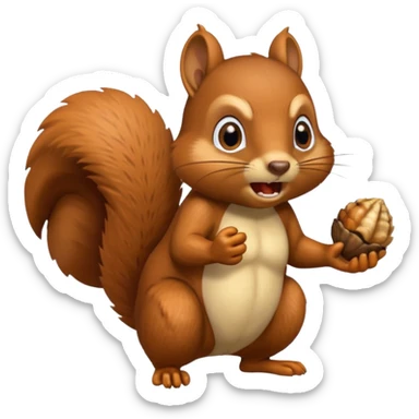 A realistic squirrel that’s mad eating a acorn  sticker