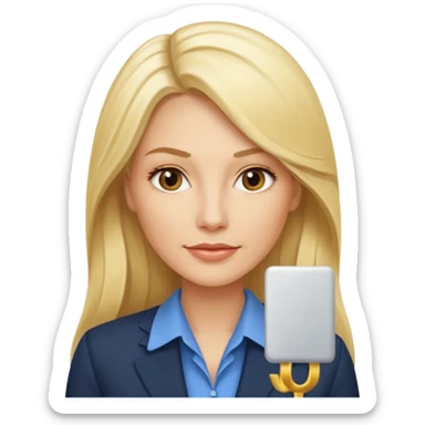 blonde woman in her thirties, long hair, confident and professional, CEO vibe sticker