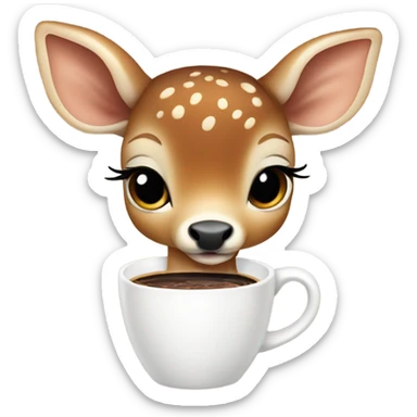  Baby deer drinking iced coffee sticker