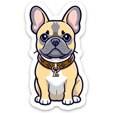 Frenchie wearing Louis Vuitton  sticker
