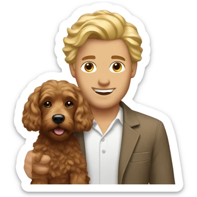 blonde man with a brown cockapoo  sticker