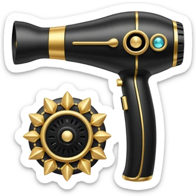 black blow dryer covered in jewelry sticker