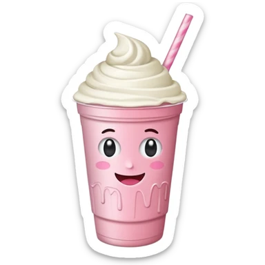 un vector de vaso de batido animado, de caricatura, con tapa y pitillo, que tenga brazos y piernas, cara tierna y que inspire confianza y amabilidad sticker