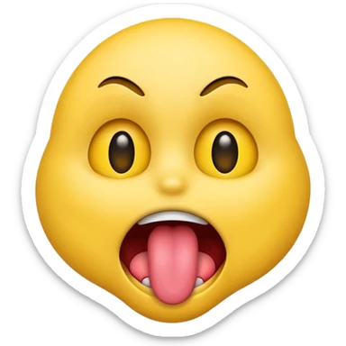 Emoji sticking out tongue scary sticker