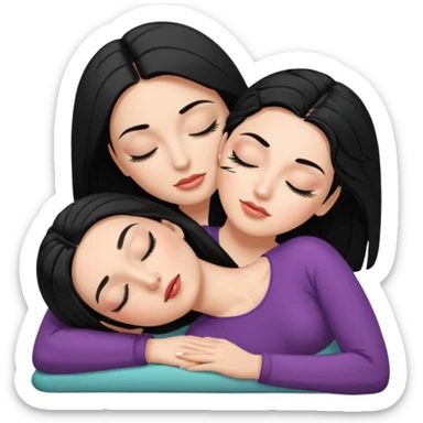 mulher branca cabelo preto aplicando cilios em outra mulher que esta deitada de olhos fechados sticker