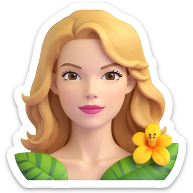 Michelle Monaghan with honey blonde hair on tropical holiday sticker