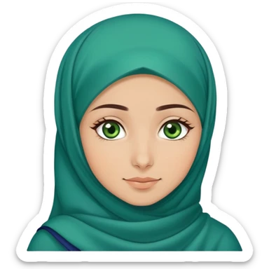 Turkish beautiful finish Konya girl green eyes with blue dark hijab islamic dress and with good night background and she say goodbye  sticker