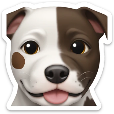 happy White and dark brown Staffie with patch over one side of the face  sticker