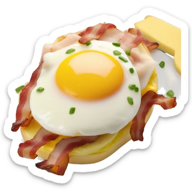 Egg benedict with bacon sticker