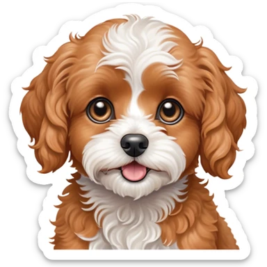 Cinematic Comical Apricot Cavoodle Portrait Emoji, Head tilted dramatically with an exaggeratedly shocked or offended expression, featuring a soft, curly apricot coat with charming white patches, wide, expressive brown eyes filled with exaggerated disbelief, Simplified yet hilariously expressive features, highly detailed, glowing with a slightly sassy glow, high shine, dramatic yet playful, stylized with an air of attitude, bright and endearing, soft glowing outline, capturing the essence of a sassy and over-the-top companion, so meme-worthy it feels like it could side-eye its way into internet fame instantly! sticker