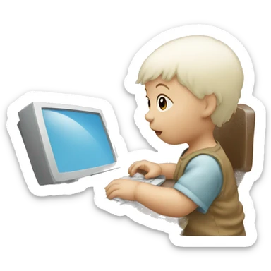a white infant using a computer sticker