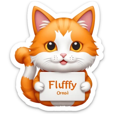 A cat holds the sign with the inscription sticker