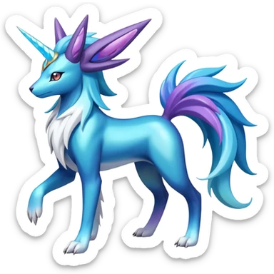 Shiny Colorful Iridescent Amaura-Cobalion-Suicune-fakemon (full body) sticker