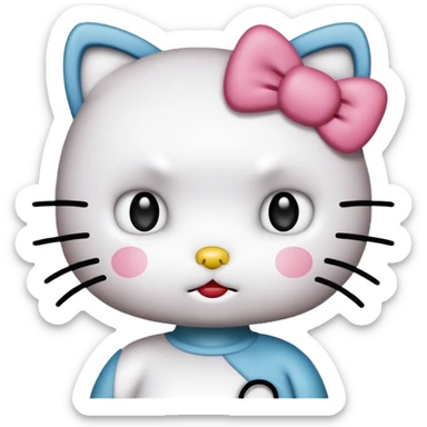 Hello Kitty, confused face with a question mark beside the head. ￼ sticker