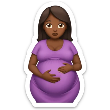 very heavily pregnant overdue woman with unnaturally very large belly sticker
